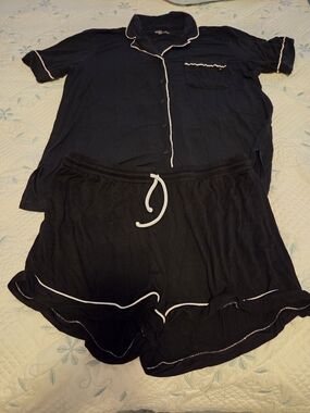 Victoria's Secret Black Pajama Set with White Trim